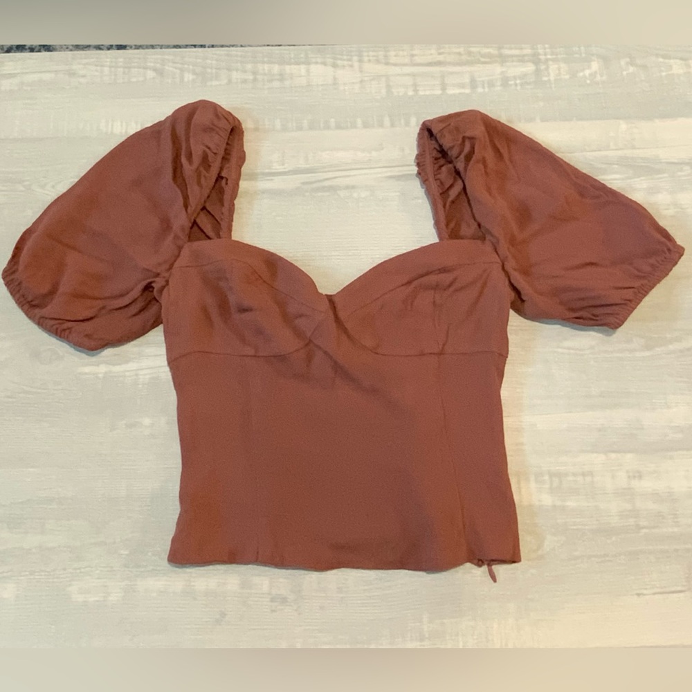 Wilfred Novella Short-sleeve Blouse, Maroon, Size XS